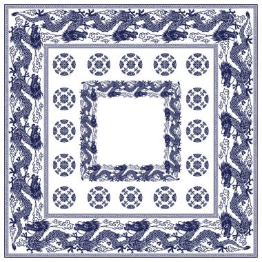 Japon tarzı ejderha eşarp