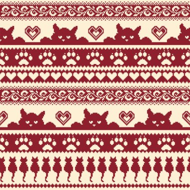 Kedi Nordic desen illüstrasyon