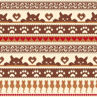 Kedi Nordic desen illüstrasyon