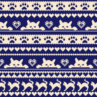 Kedi Nordic desen illüstrasyon