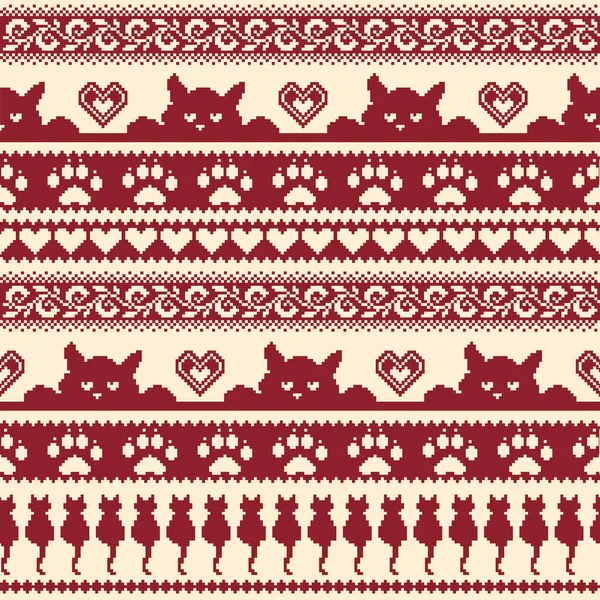Ilustración de patrón nórdico gato — Archivo Imágenes Vectoriales