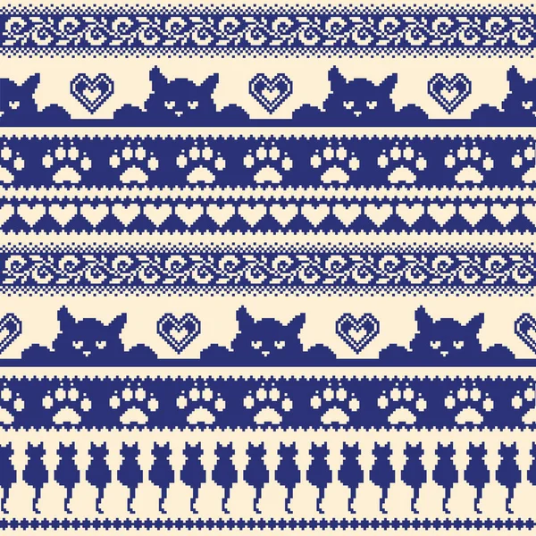 Cat Nordic  pattern illustration — Stock Vector