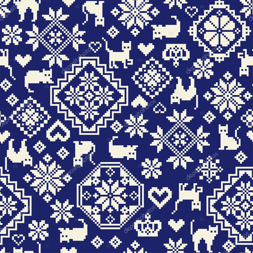 Cat Nordic  pattern illustration