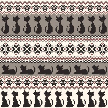 Kedi Nordic desen illüstrasyon