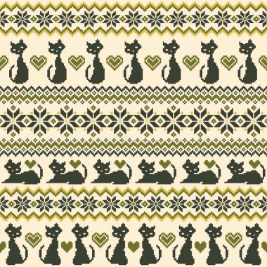 Kedi Nordic desen illüstrasyon