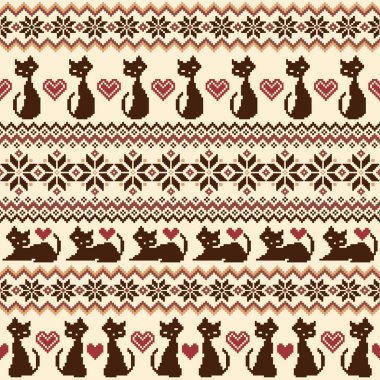 Kedi Nordic desen illüstrasyon