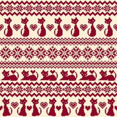 Kedi Nordic desen illüstrasyon