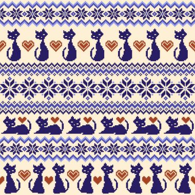 Kedi Nordic desen illüstrasyon