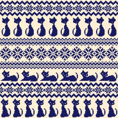 Kedi Nordic desen illüstrasyon