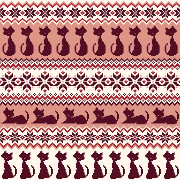 Ilustración de patrón nórdico gato — Archivo Imágenes Vectoriales