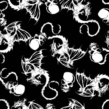 kafatası ve ejderha deseni,