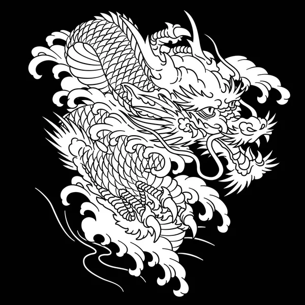 Japanese style dragon illustration, — Stock Vector