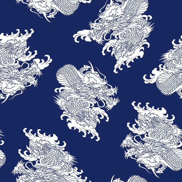 Japanese style dragon pattern, — Stock Vector