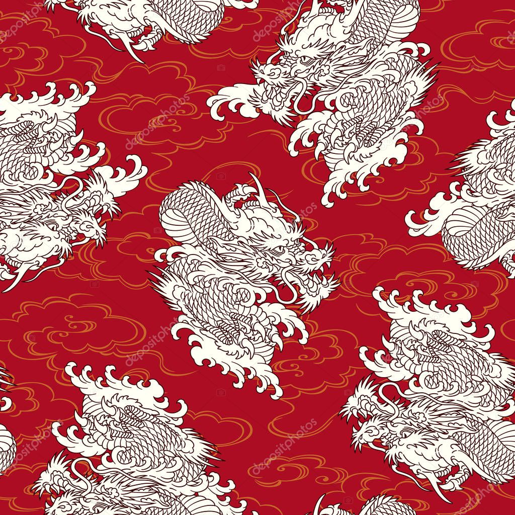 Japanese style dragon pattern,