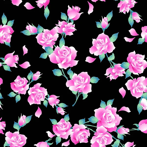 Rose Illustration Pattern Designed Rosei Worked Vectorsthis Painting Continues Repeatedly — стоковый вектор