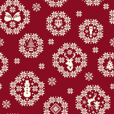 Nordic desen illüstrasyon. Geleneksel İskandinav desen tasarlanmış