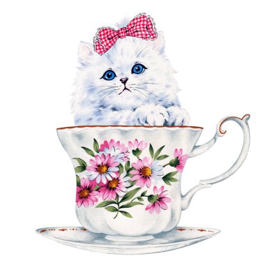 Hoş illüstrasyon kedi, güzel kedi, çizim yapılmış, ben bir yazı fırça ve boya ile çizmek,