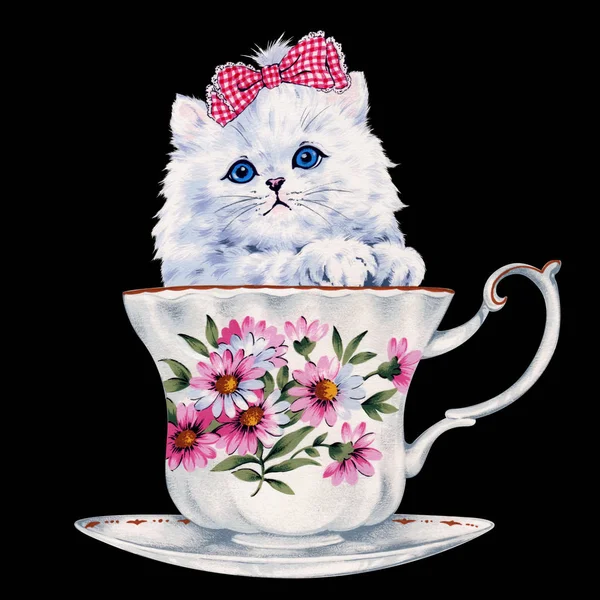Pretty cat illustration,I made the illustration of a pretty kitten,I draw it with a writing brush and paint,