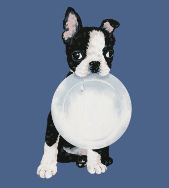 Güzel köpek illüstrasyon, ben güzel bir köpek yavrusu, çizim yaptı, ben bir yazı fırça ve boya ile çizmek,