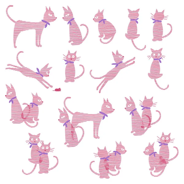 Mooie Kat Patroon Maakte Afbeelding Van Een Mooie Kitteni Naadloos — Stockvector