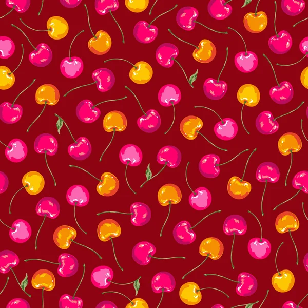 Pattern Cherry Made Cherry Seamless Pattern — Stock Vector