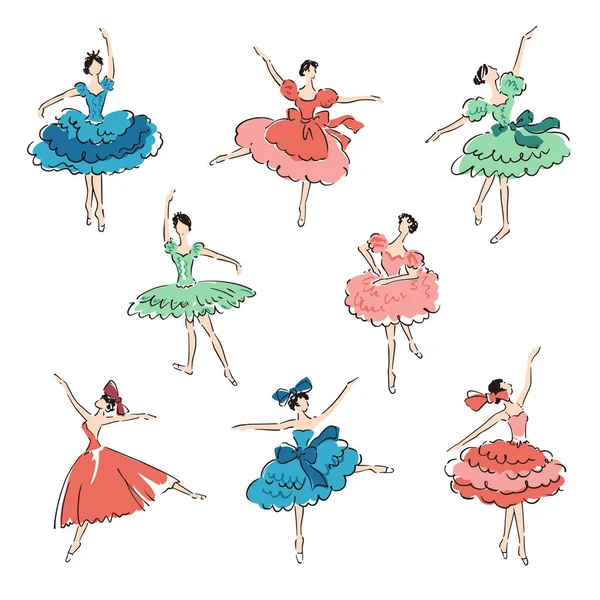 Illustrazione Della Ballerina Disegnato Una Bella Ballerina — Vettoriale Stock