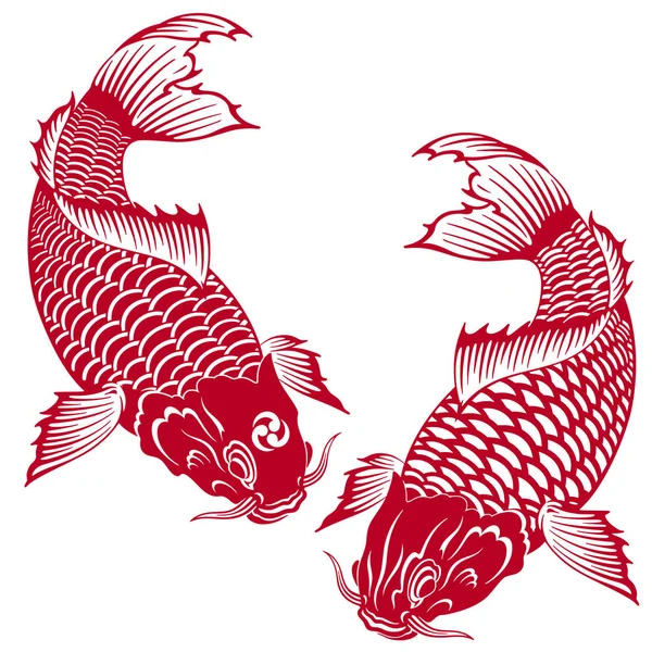 和風鯉日本画の技法で鯉を描きました — ストックベクタ