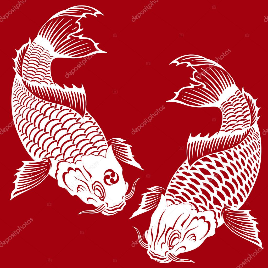 Japanese style carp,I drew a carp in the technique of the Japanese painting,