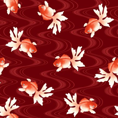 Japon balık desen stil, serbest çizimde bir Japon tarzı balık çekti, sorunsuz bir şekilde bu tekerrür,