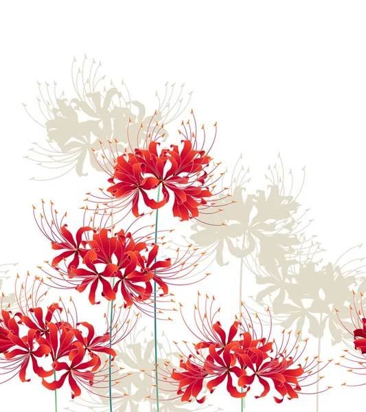 Japanse Stijl Cluster Amaryllis Patroon Ontwerp Van Een Japanse Stijl — Stockvector