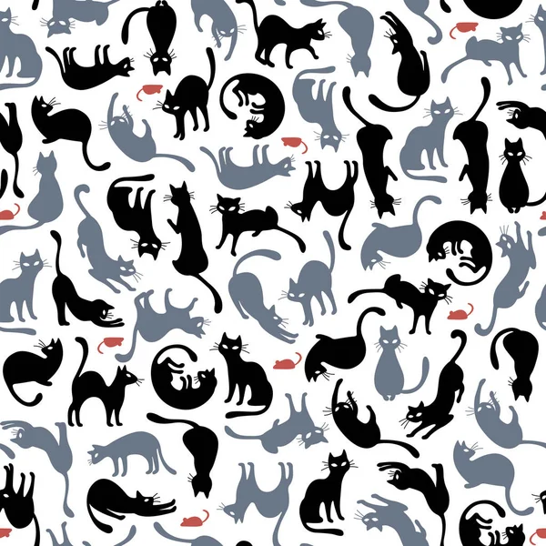 Pretty Cat Pattern Made Illustration Pretty Kitten Continue Seamlessly — стоковый вектор
