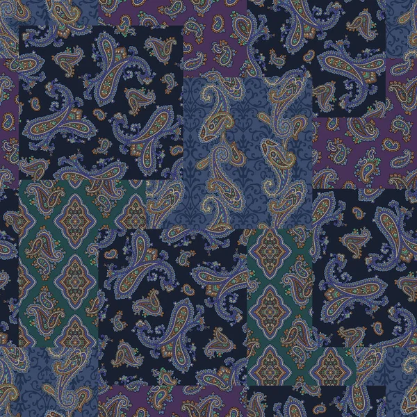 Paisley Patchwork Patroon Paisley Ontwerp Patternthis Schilderij Blijft Herhaaldelijk — Stockvector