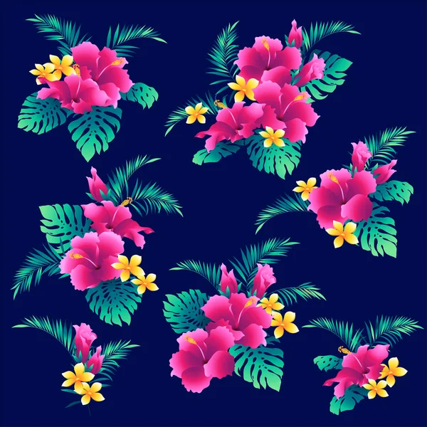 Hibiscus Flor Ilustración Dibujé Hibiscus Para Diseñarlo Trabajo Vectores — Archivo Imágenes Vectoriales