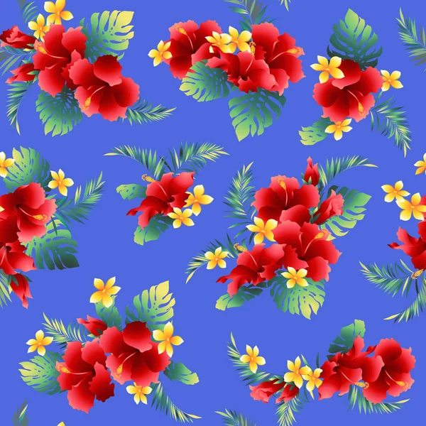 Modèle Fleur Hibiscus Dessiné Hibiscus Pour Concevoir Cette Peinture Continue — Image vectorielle