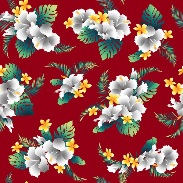 Patrón Flor Hibisco Dibujé Hibiscus Para Diseñarlo Esta Pintura Continúa — Archivo Imágenes Vectoriales
