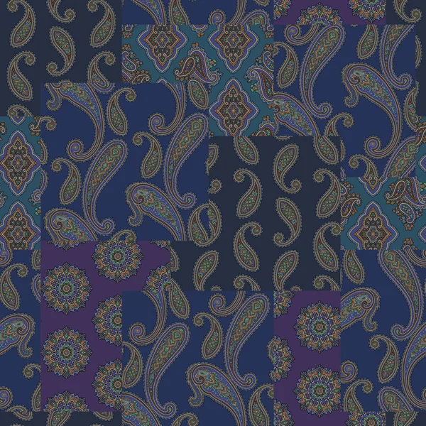 Paisley Patchwork Patroon Paisley Ontwerp Patroon Dit Schilderij Blijft Repeatedlyit — Stockvector