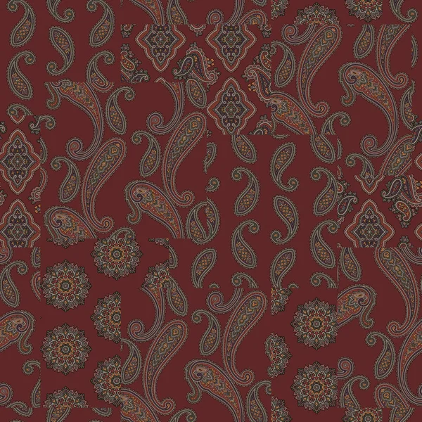 Paisley Patchwork Desen Paisley Desen Tasarım Resim Repeatedlyit Bir Vektör — Stok Vektör