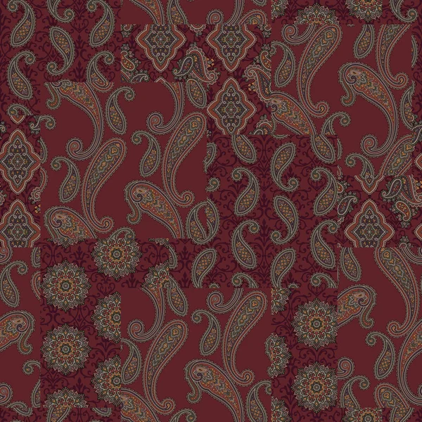 Paisley Patchwork Desen Paisley Desen Tasarım Resim Repeatedlyit Bir Vektör — Stok Vektör