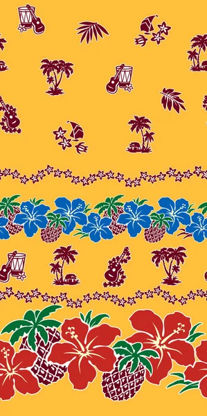 Ibisco Ananas Modello Disegnato Ibisco Progettarlo Questo Dipinto Continua Ripetutamente — Vettoriale Stock