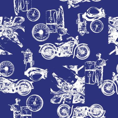 Old motorcycle pattern,I made a pattern with an old motorcycle, clipart