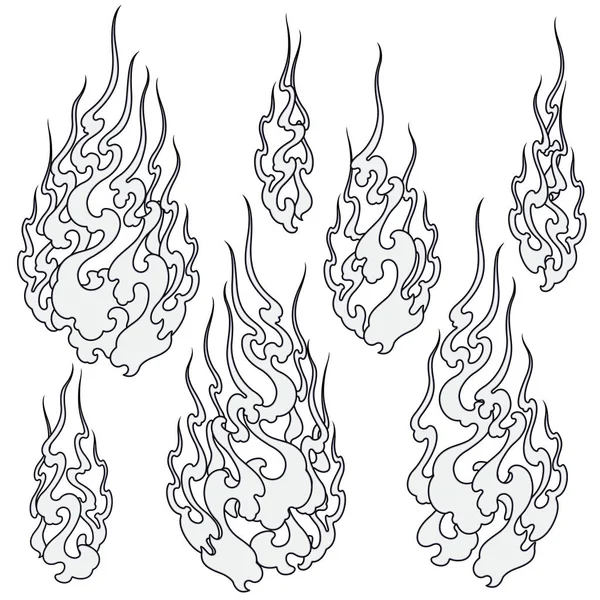 Japansk Stil Lågan Illustration Jag Ritade Flamma Abstractly — Stock vektor
