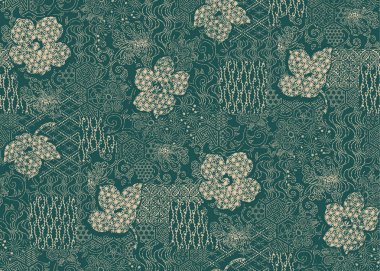 Japon tarzı geleneği desen, bu resim tekrar tekrar devam ediyor,