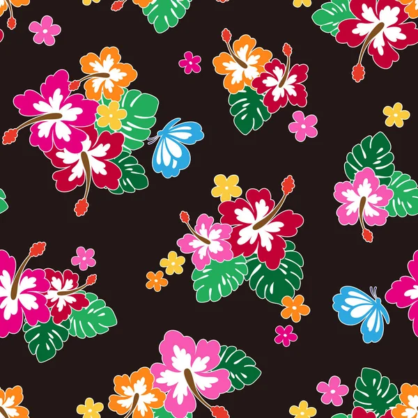 Illustration Fleurs Hibiscus Dessiné Hibiscus Pour Concevoir Est Travail Vectoriel — Image vectorielle