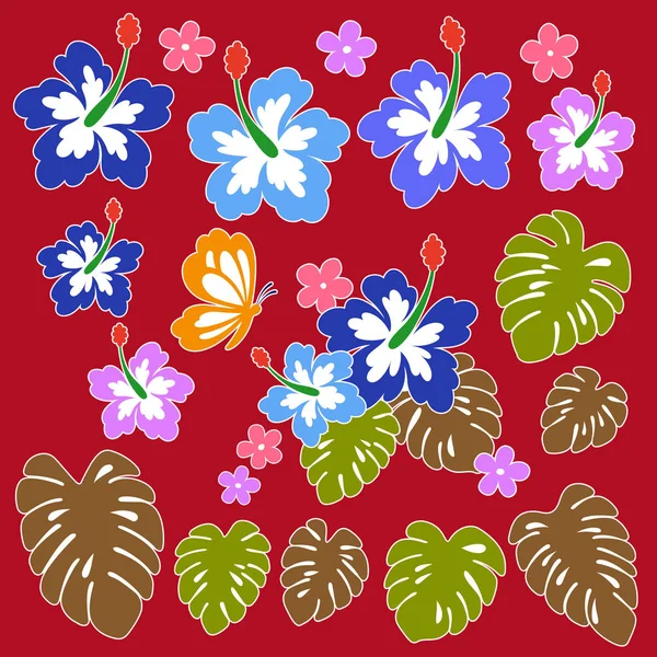 Hibiscus Flower Illustration Drew Hibiscus Designing Vector Work — Stock Vector