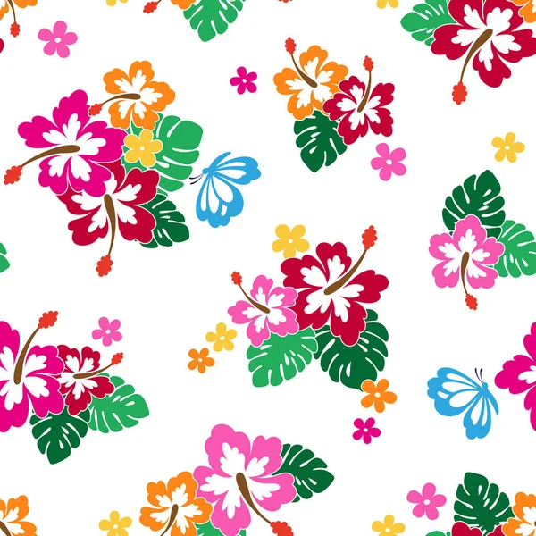 Hibiscus Çiçek Deseni Çizdiğim Hibiscus Tasarlamak Için Resim Tekrar Tekrar — Stok Vektör