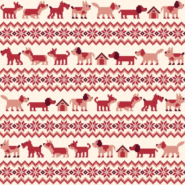 Seamless Pattern Nordic Events Style Using Dog — Stock Vector