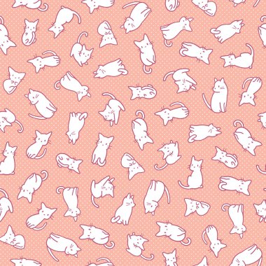 Şirin ve basit kedi pürüzsüz desen,