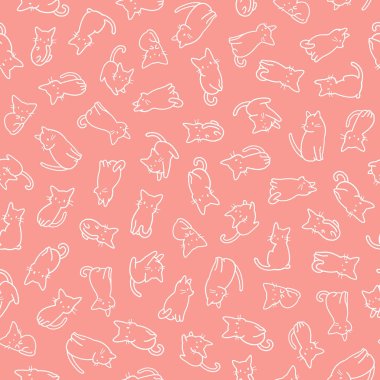 Şirin ve basit kedi pürüzsüz desen,