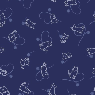 Şirin ve basit kedi pürüzsüz desen,