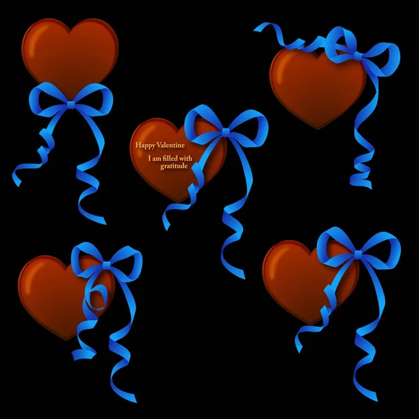 Σοκολάτα Σχήμα Καρδιάς Και Διακόσμηση Της Κορδέλας — Διανυσματικό Αρχείο